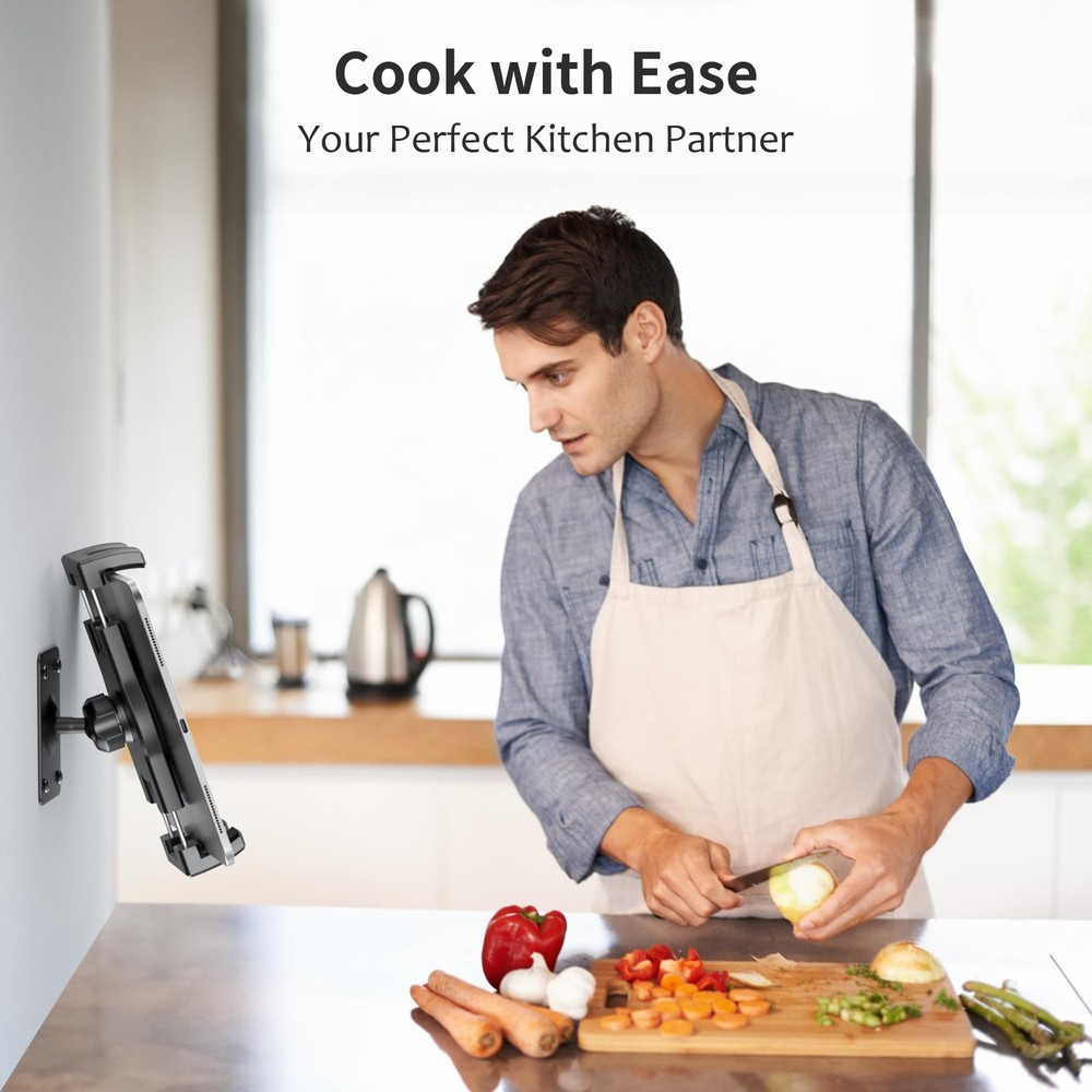 TeQable Tablet Wall Mount, 360° Rotating iPad Mount Holder, Short