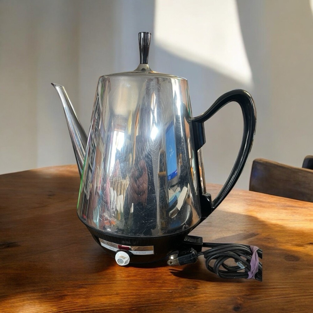 Vintage Chrome Sunbeam Fully Automatic Electric Coffee Percolator Model AP76