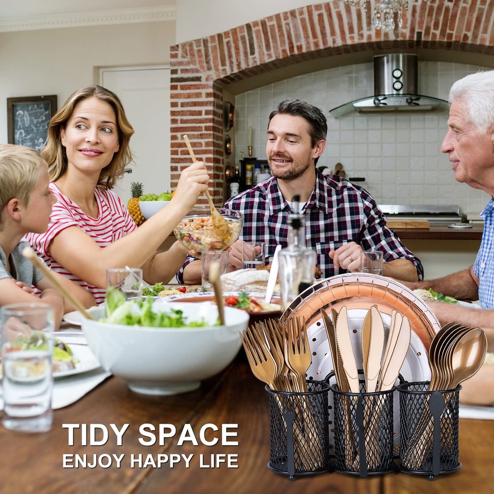 DTICON Utensil Organizer Silverware Caddy - Holder for Small, Black