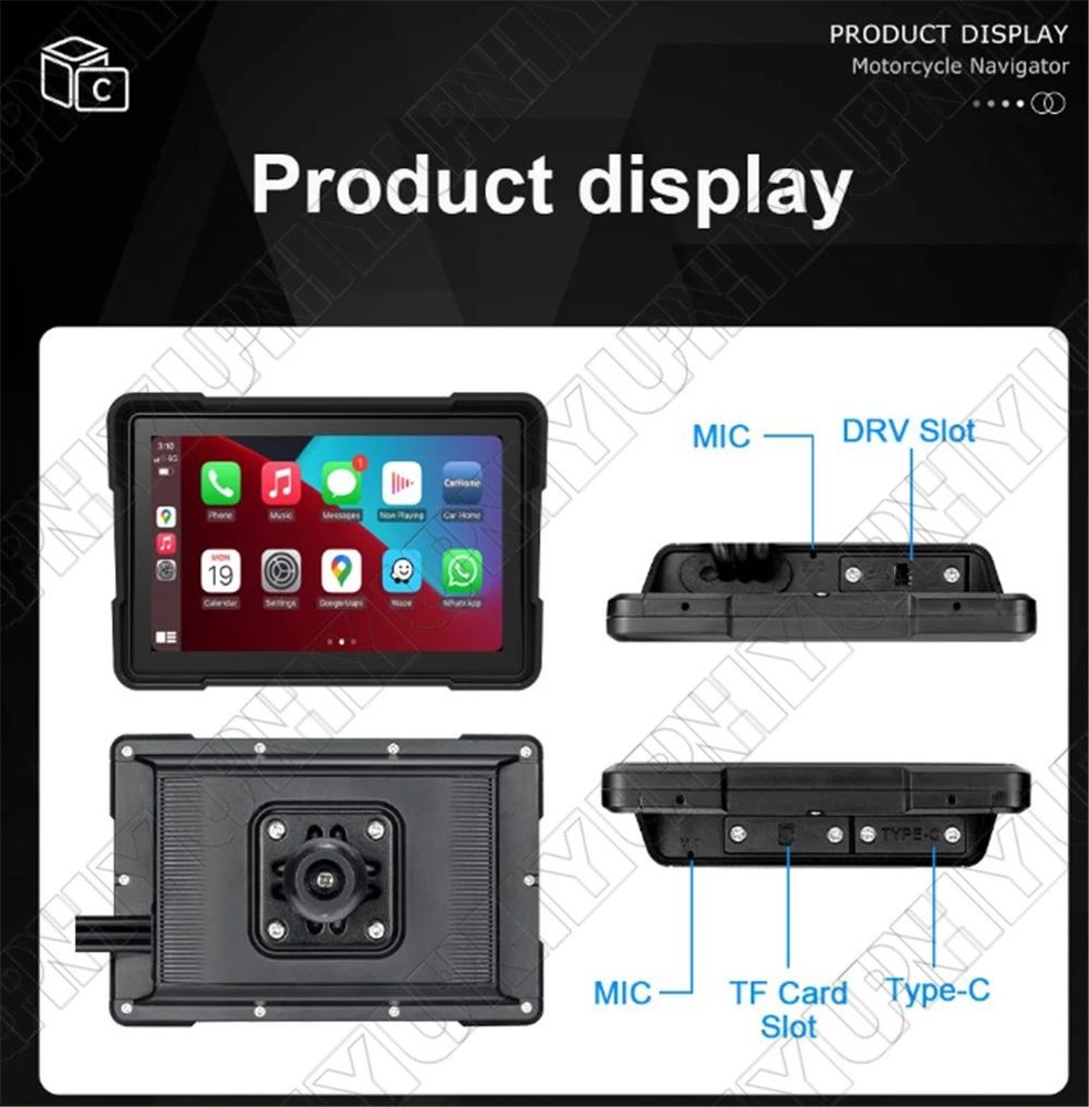 5" Waterproof HD Motorcycle Smart Screen Support Wireless Carplay & Android Auto