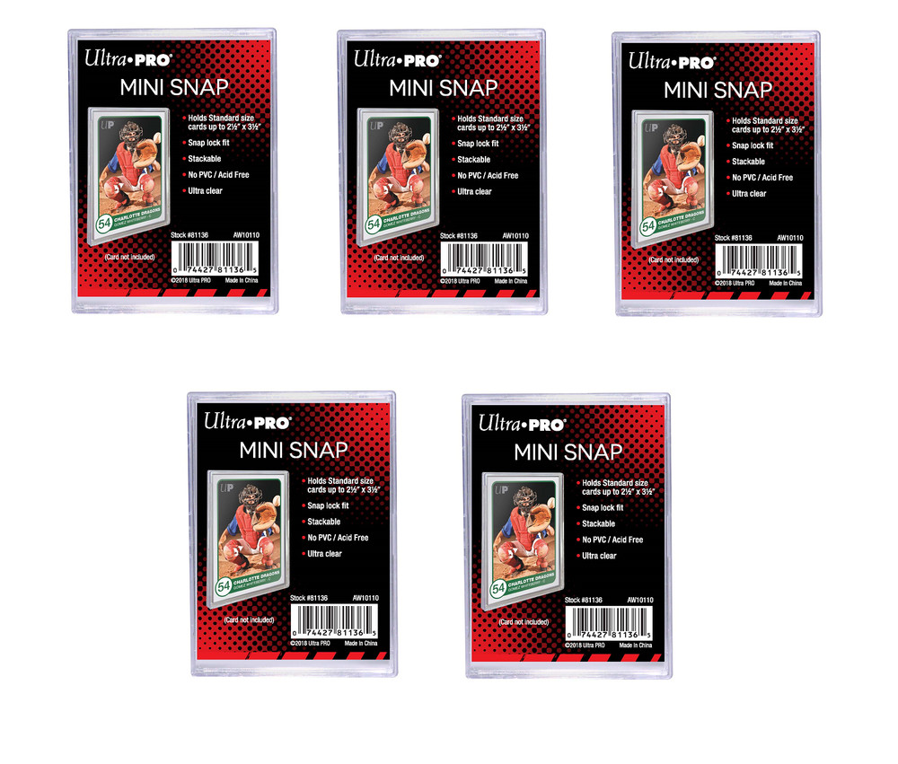 (5 Pack) Ultra Pro Mini Snap Card Holders Stackable Standard Size Archival Safe