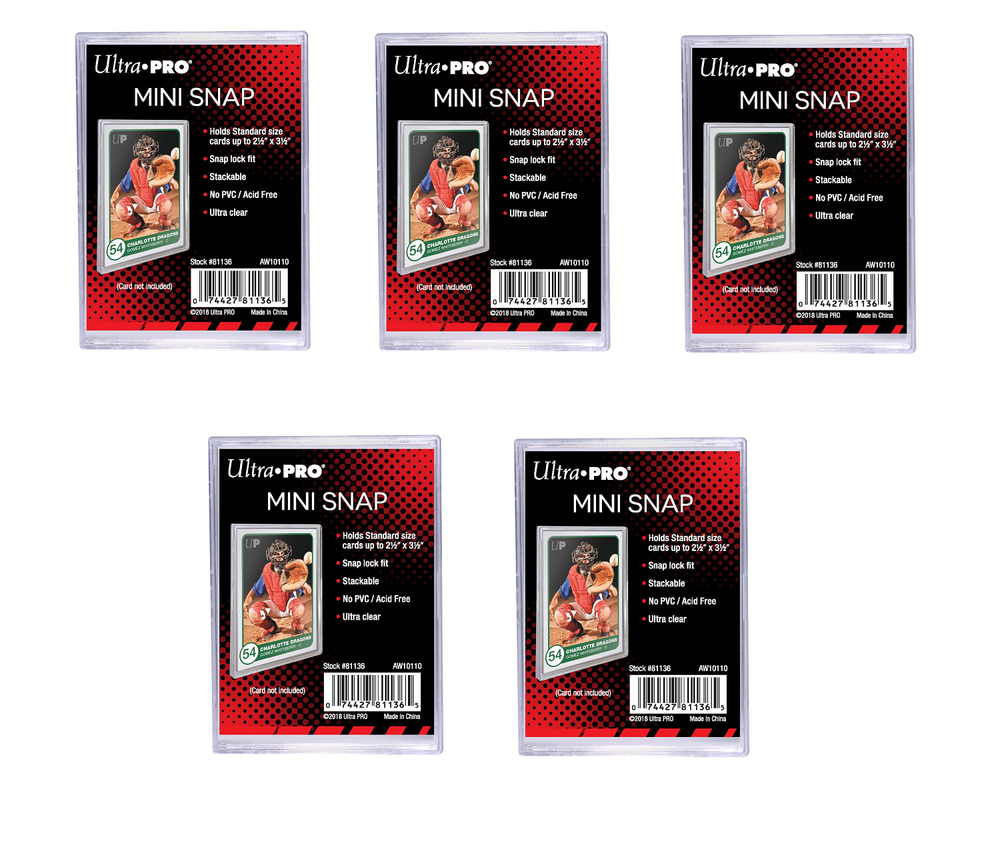 (5 Pack) Ultra Pro Mini Snap Card Holders Stackable Standard Size Archival Safe