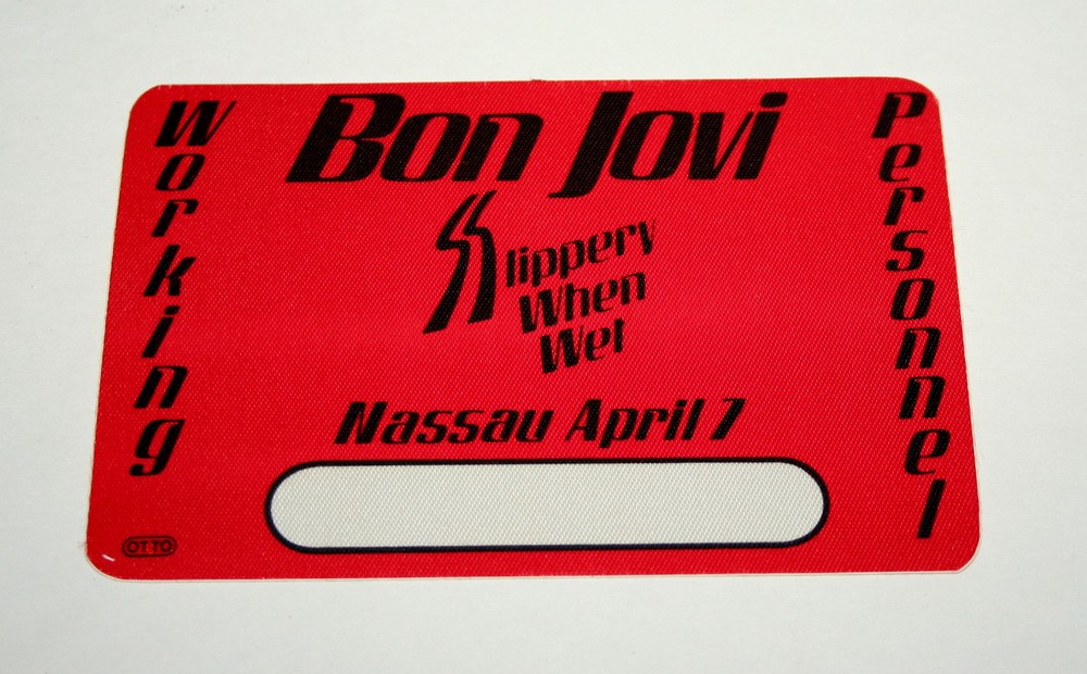 Bon Jovi Slippery When Wet Nassau Tour 1986 Concert Aftershow Only Pass Otto Mt