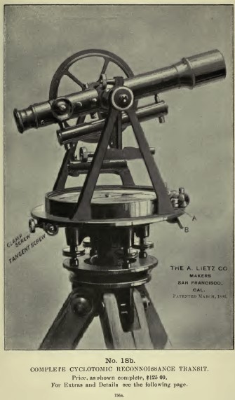 1903 Lietz Cyclotomic Reconnaissance Transit w/box - Rare alum., unique to Lietz