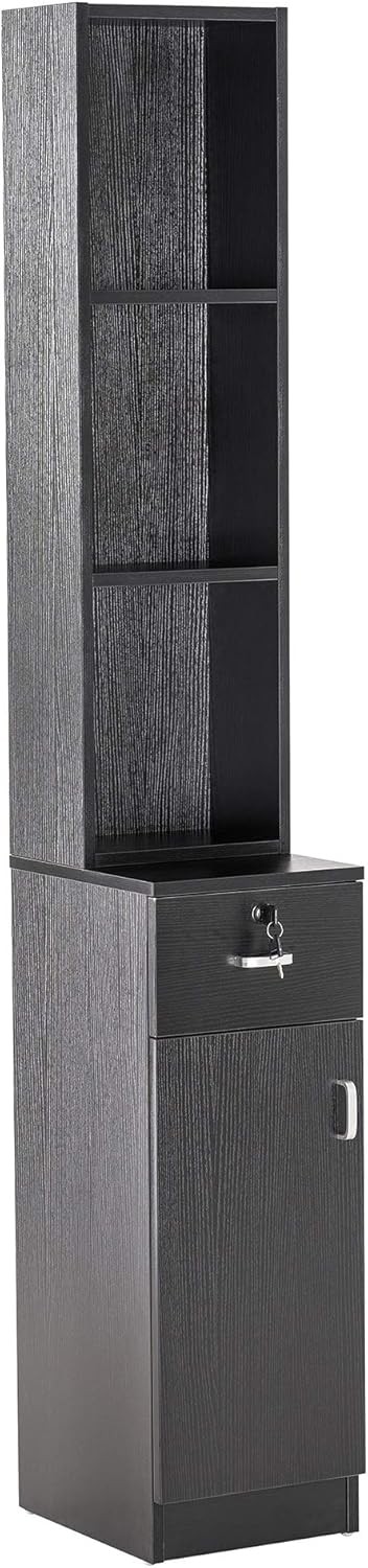 Hair Salon Wall Mount Station with Lockable Drawer and Cabinet, Barber Equipment