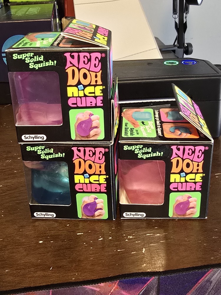 Nee Doh Nice Cube - Super Solid Squish 3pc Set (Blue, Pink, Purple) *SHIPS FREE*