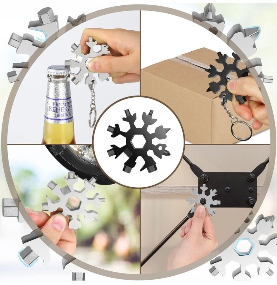 2 Pack 18 in 1 Snowflake Multi Tool Stocking Stuffers For Men