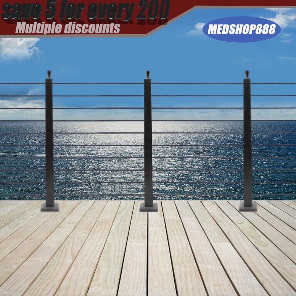 4PCS Adjustable Stainless Steel Cable Railing Posts 36" x 2" x 2"