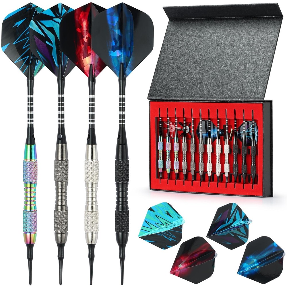 Soft Tip Darts Set with Gift Box Dart Case Professional Darts Plastic Tip wit...