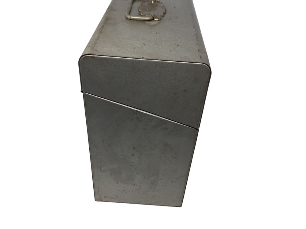 Silver TOWER Metal File/Tool Box with Hinged Lid & Handle