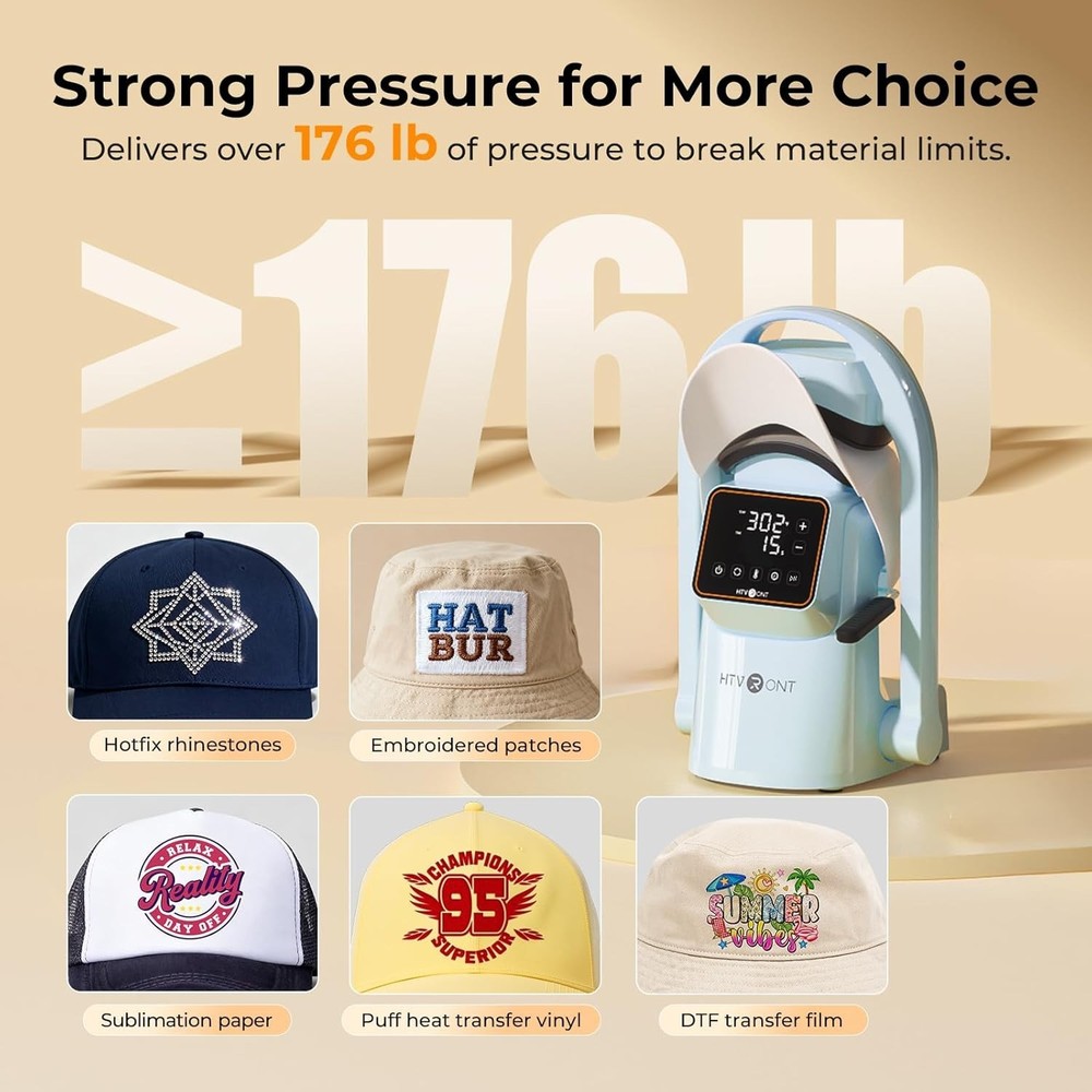 Auto Hat Press Machine - Hat Heat Press Machine with Precise Temp&Timer Contr...