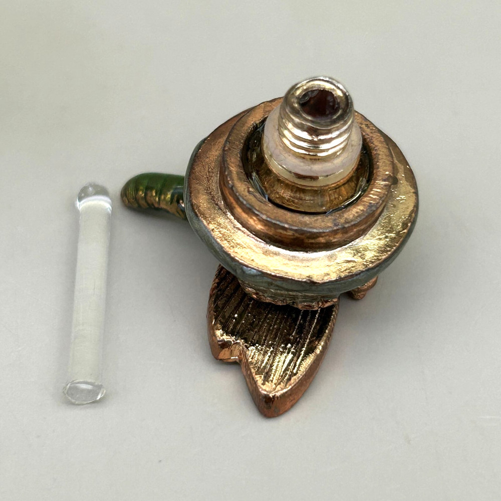 Crystal Perfume Bottle With Enamel Dragonfly Stopper Empty