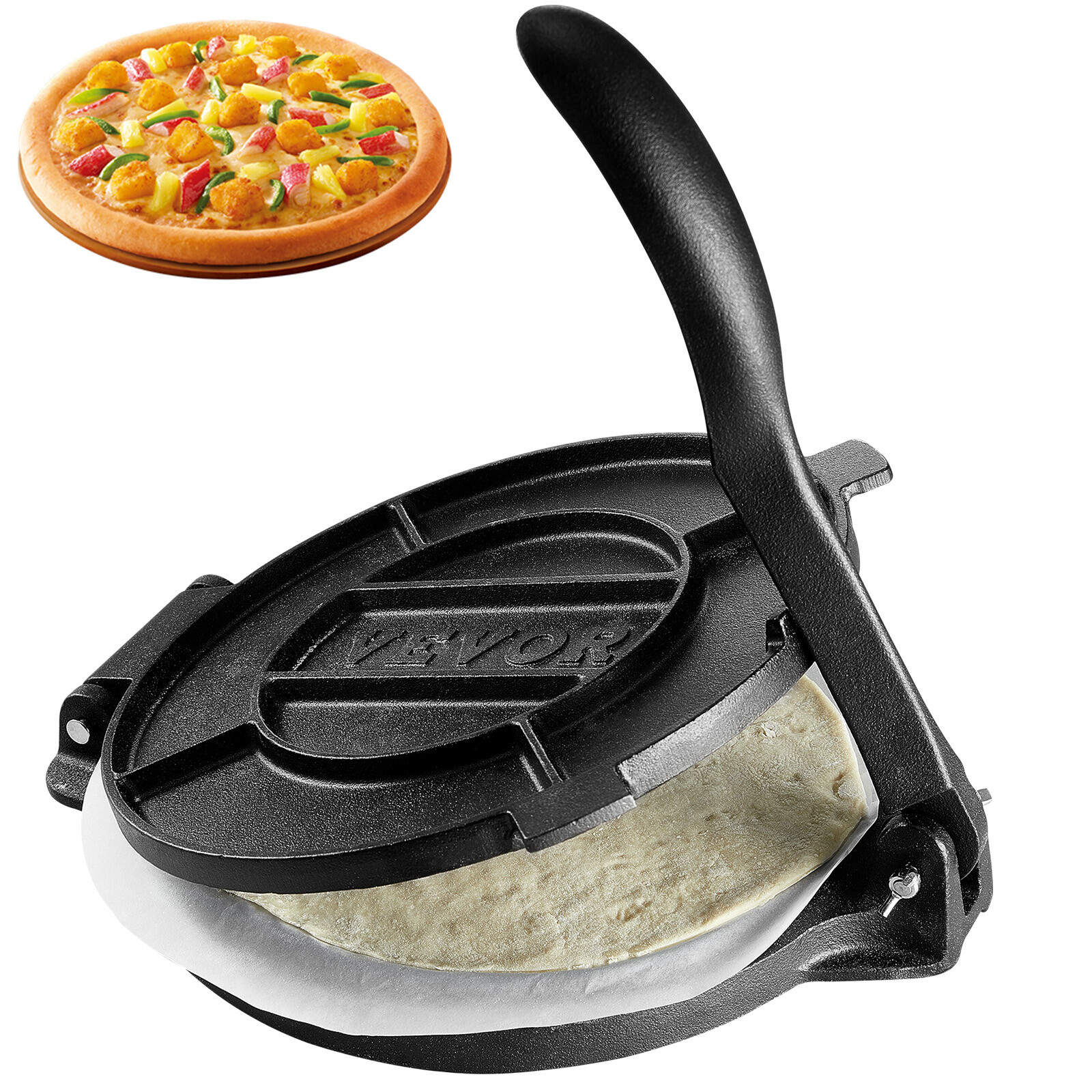 VEVOR 10 Inch Tortilla Press Chapati Maker Roti Dough Maker Heavy Duty Cast Iron