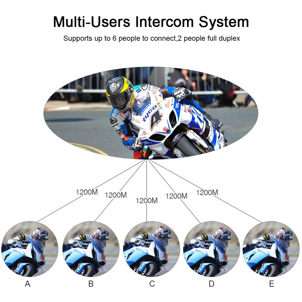 Motorcycle Helmet Bluetooth Intercom Interphone Headset Moto Intercomunicador V6