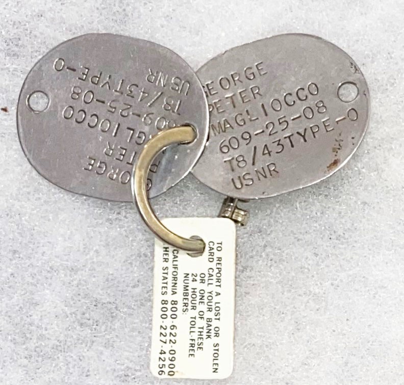 WWII USNR George Magliocco T-43 Dog Tag Set