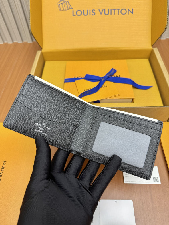 Louis Multiple Wallet Damier Graphite Canvas Bifold New