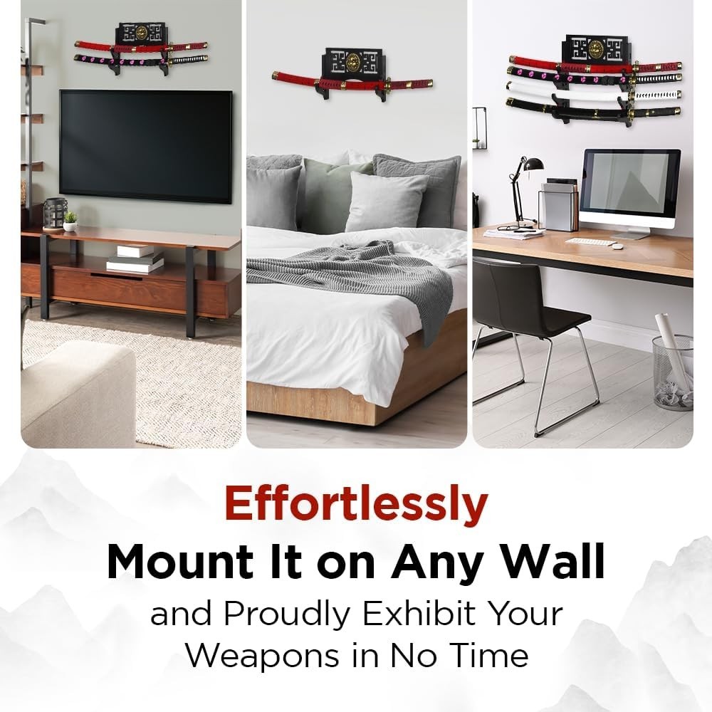 Wall Mount Sword Holder - 4 Tier Options Available - Crafted Using Wood Katan...
