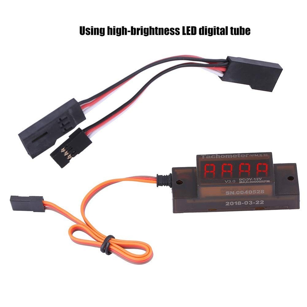 Mini Tachometer, RC Accessory Ignition Tachometer V3.0 Revolution Meter for P...