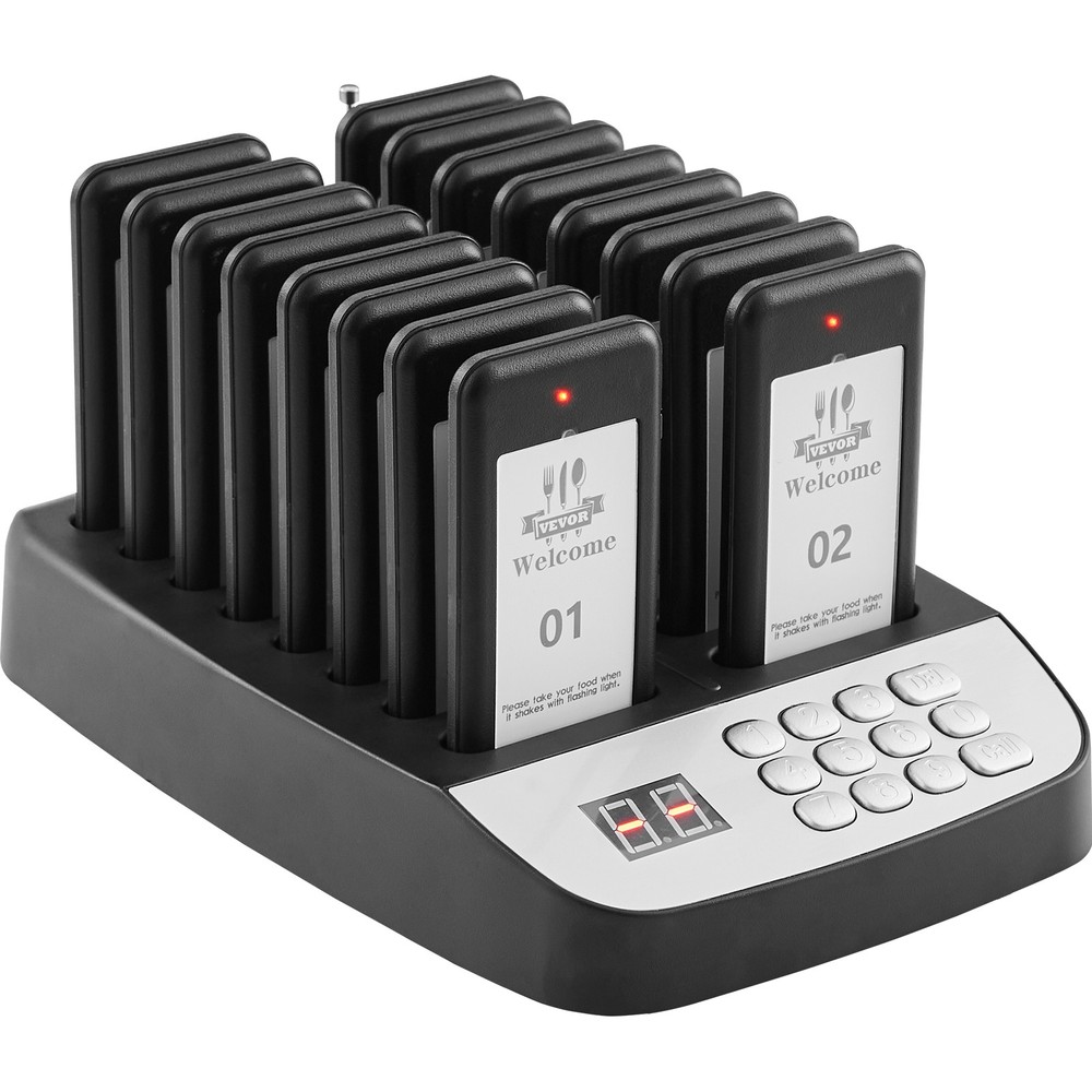VEVOR Restaurant Wireless Pager System 16 Call Coasters Guest Queuing Calling