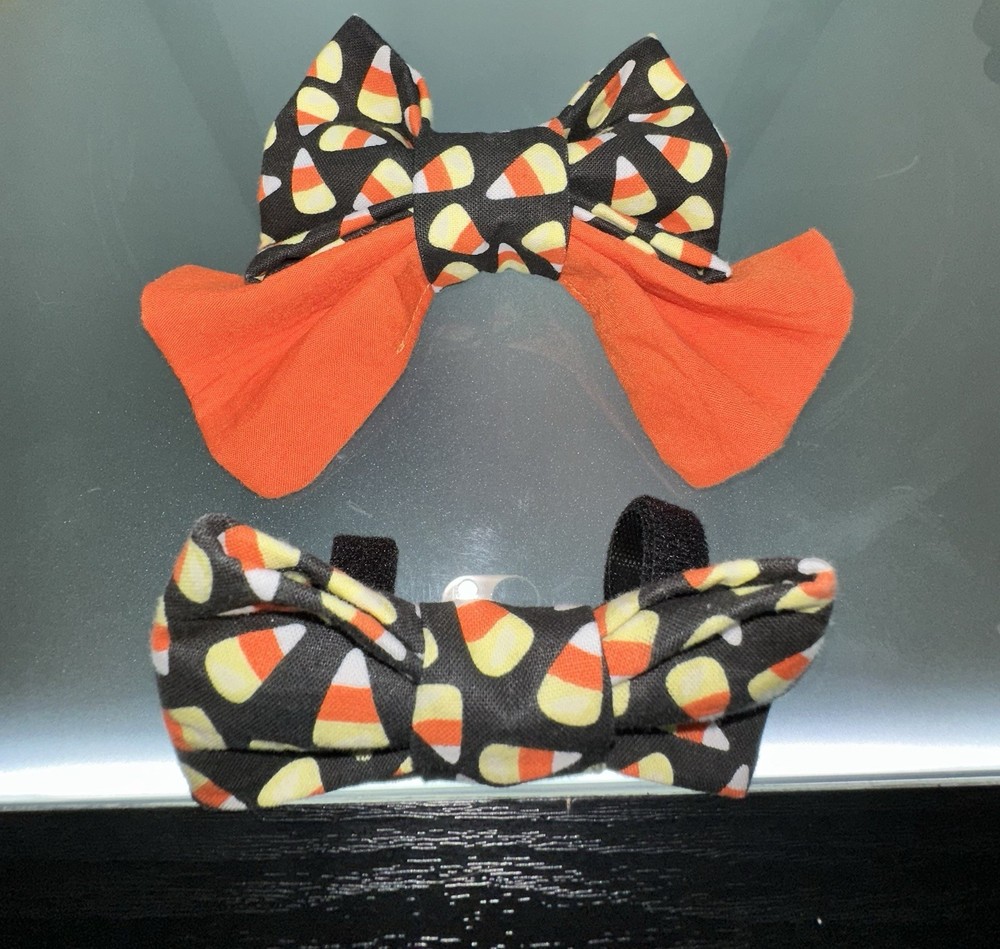 Handmade Over The Collar Bow Bundle (Candy Corn Pattern) - New