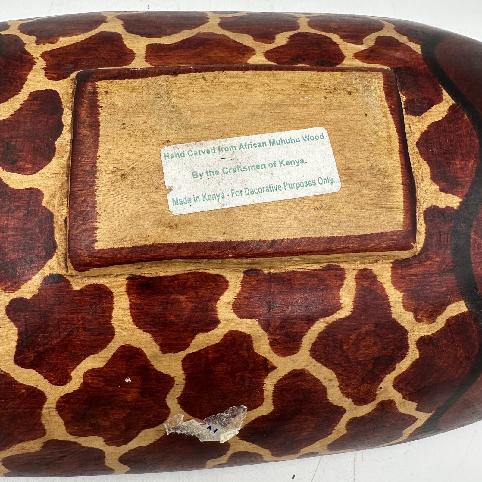 African Wooden Bowl Hand Carved From Kenya 11.5" x 5.5" Hand Painted Vintage