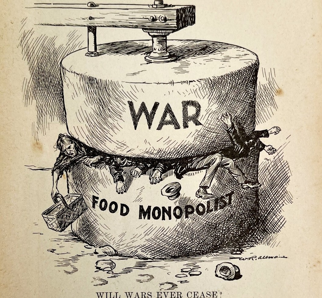 1914 WW1 Print War Food Monopoly Drawing Antique Military Period Collectible