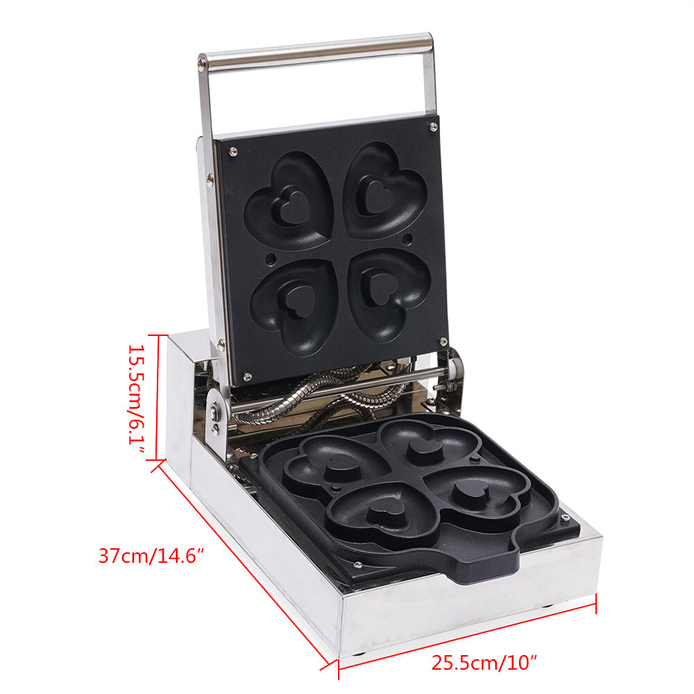 4pc Mini Heart Shape Donut Maker Commercial Electric Waffle Machine Waffle Maker