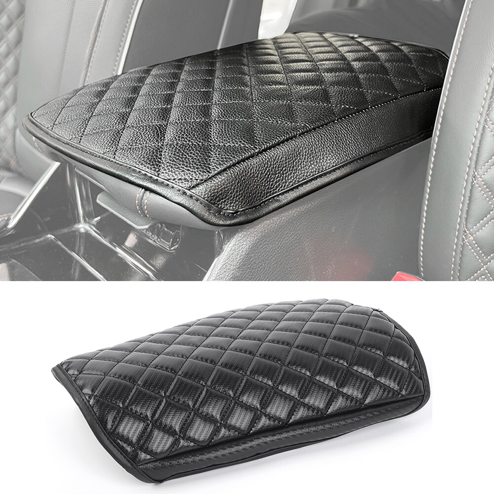 Black Center Console Lid Armrest Pad Cover Leather For Jeep Grand Cherokee 2022+