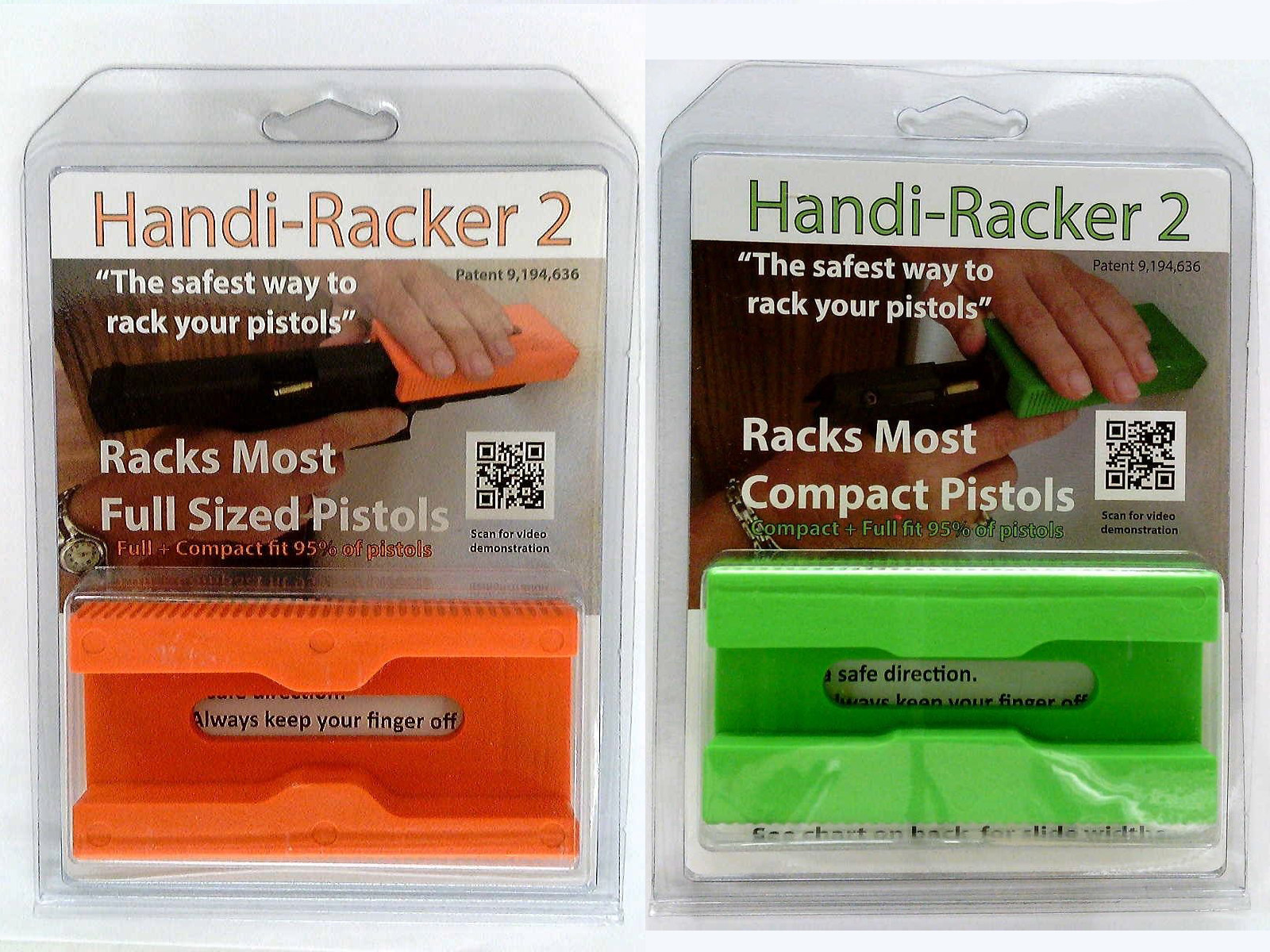 Racker Full Sized Pistols (Orange), for Compact Pistols (Green) Handi-Racker 2