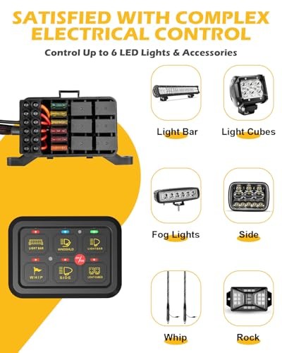 6 Gang Switch Panel with Electronic Relays, Universal Circuit Control Relay