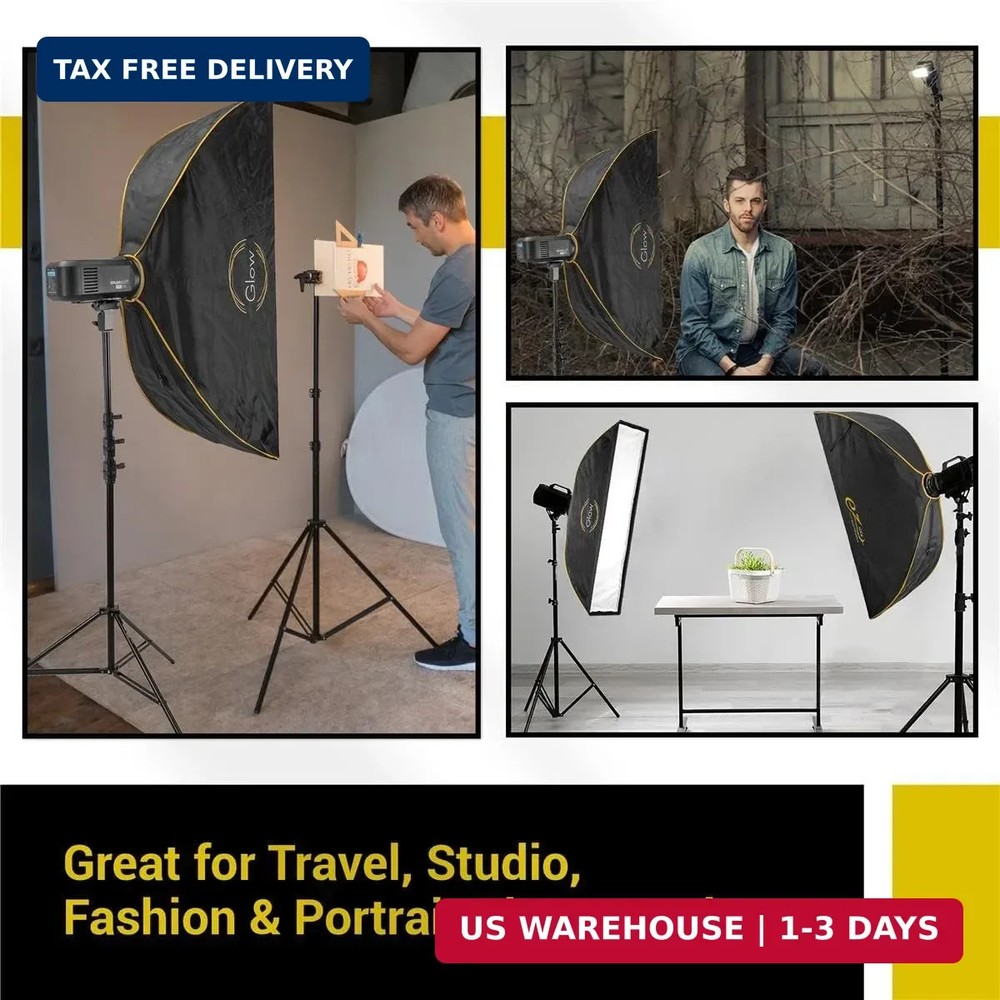 Glow EZ Lock 12x56 Quick Strip Rectangular Bowens Mount Softbox w/External, Inte