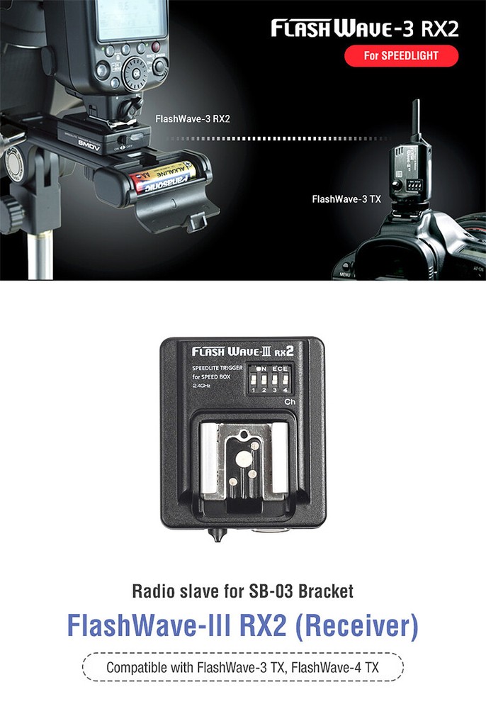 SMDV FLASHWAVE-3 RX2 Wireless Flash Trigger Receiver f Speed Lite FLASHWAVE-4 TX