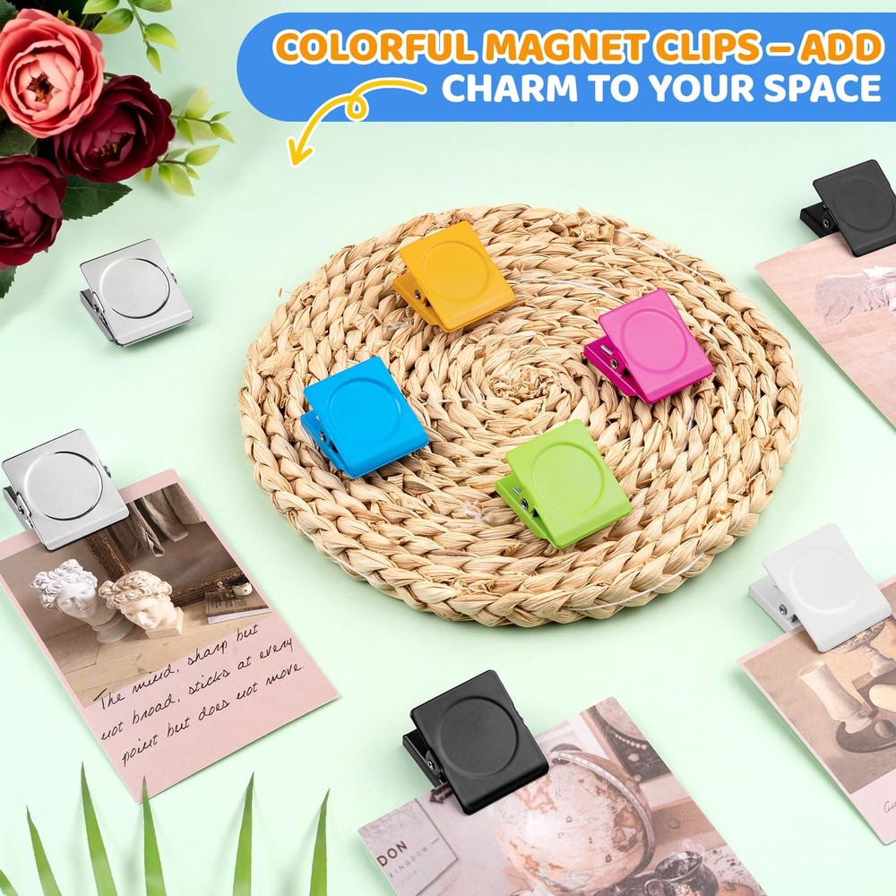 6Pack Magnetic Clips Heavy Duty, White Magnet Clips for Fridge