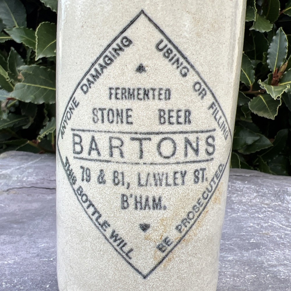 Stone Ginger Beer Bartons B'ham Old Stoneware Bottle Home Wedding Tableware