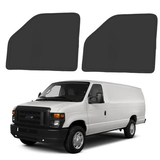 Front Side Window Sun Shade for Silver & Black-Fit Ford E-150 E-250 E-350 E-450