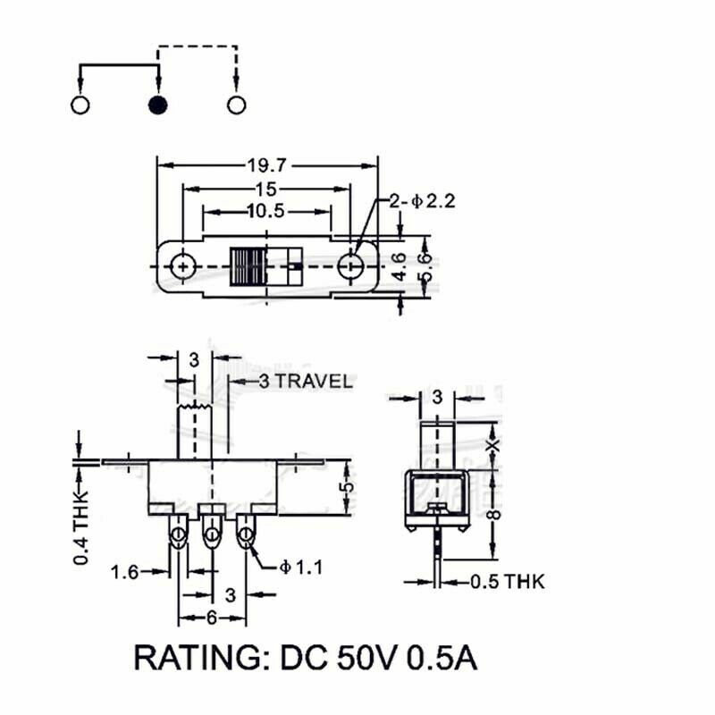 Mini 2 Position ON-OFF 3 Pin Slide PCB Panel Power Micro Switch SPDT Microswitch
