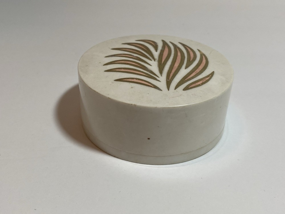 Vintage Corn Silk Micron Face Powder Empty Container White Container Stained