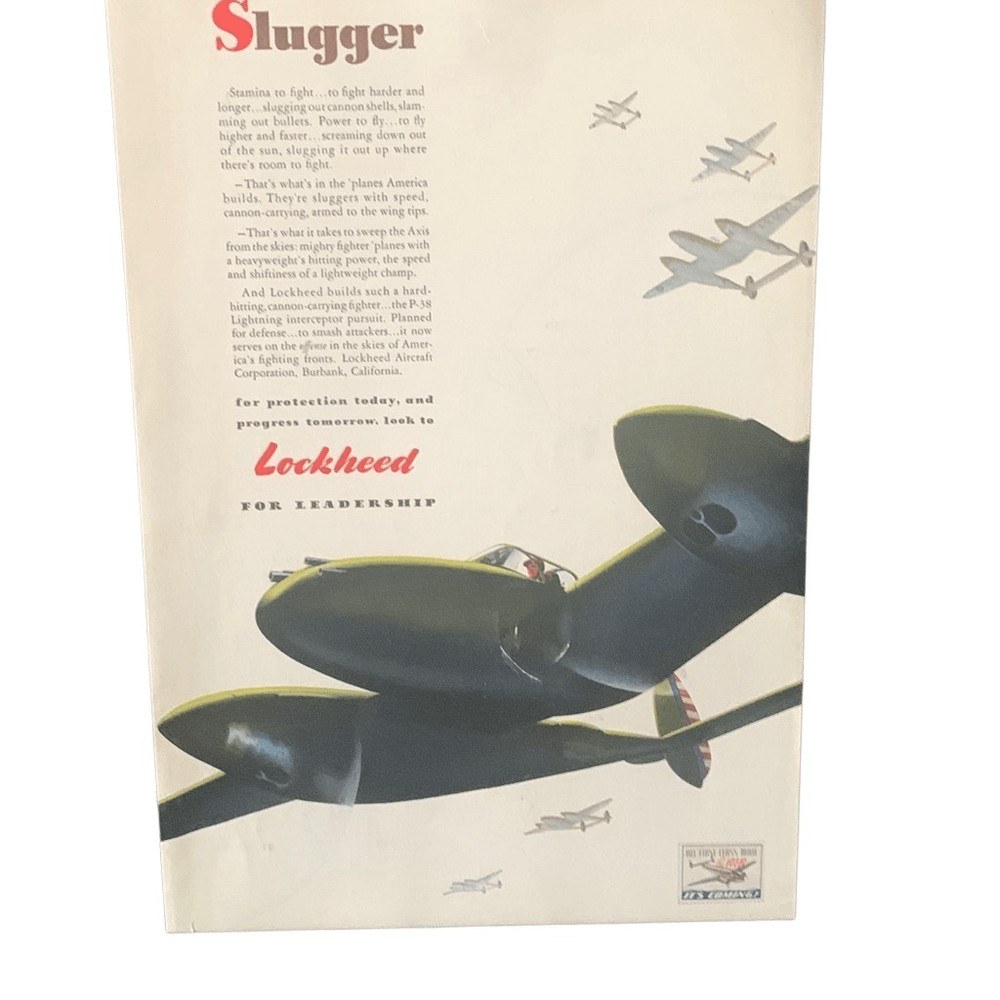 Vintage 1942 Lockheed Slugger Ad Advertisement