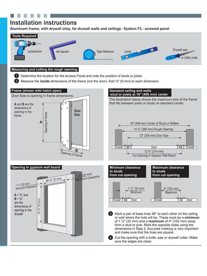 System F1 - Access Panel | Fixed Hinge | Touch Latches (½" Drywall, 8" X 8")