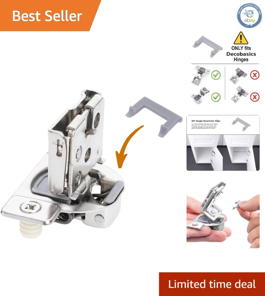 Durable 86° Angle Cabinet Hinge Restrictor Clips - 20 Pack for Safety Control