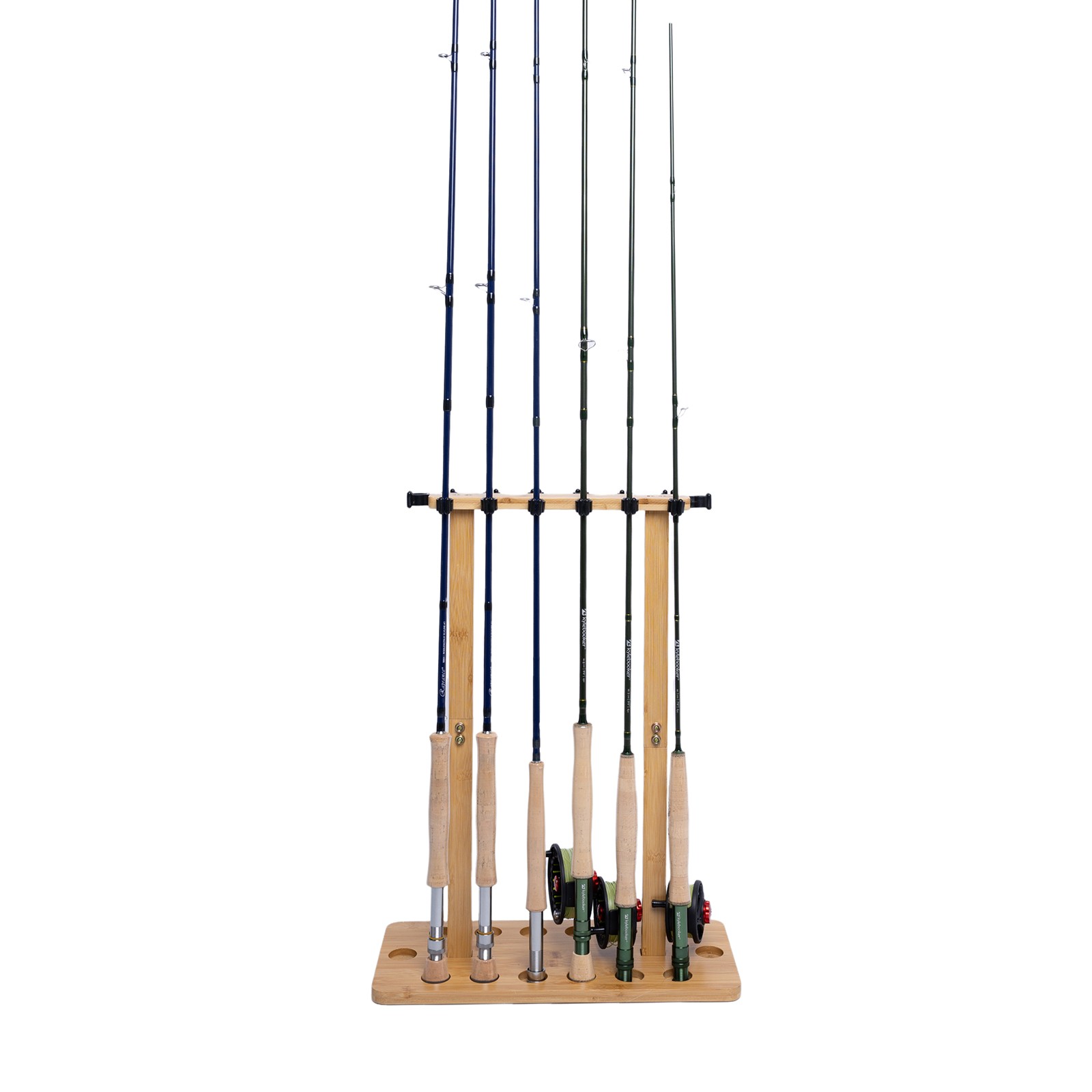 Fishing Rod Storage Racks, 100% Wood Floor Stand Fishing Pole Holders of 14 Rods