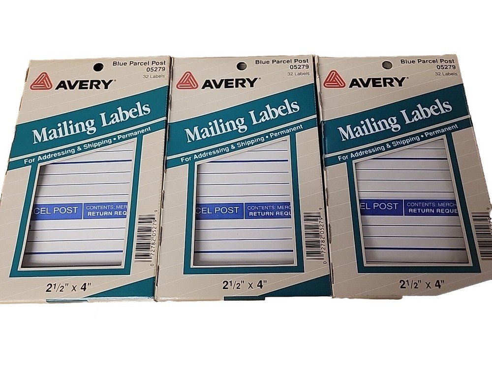Avery 5279 Parcel Post Labels 32 per pack x 3 packages - 96 labels!