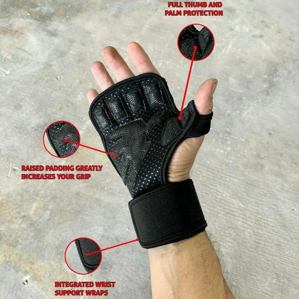 Gloves For Crossfit Gym Training Lifting Palm Protector Pull Ups Wrist Support