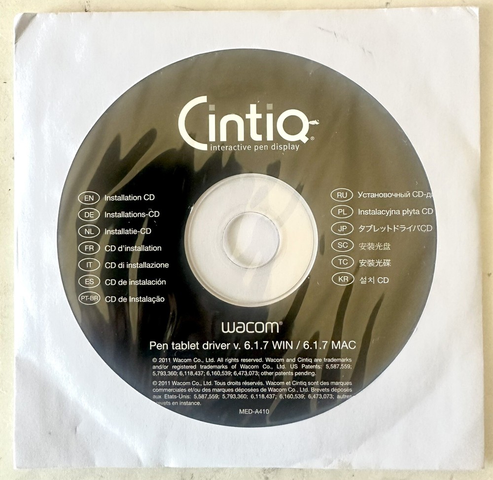 Wacom Cintiq 24HD Interactive Pen Display CD-ROM Software DVD Install CD Bundle