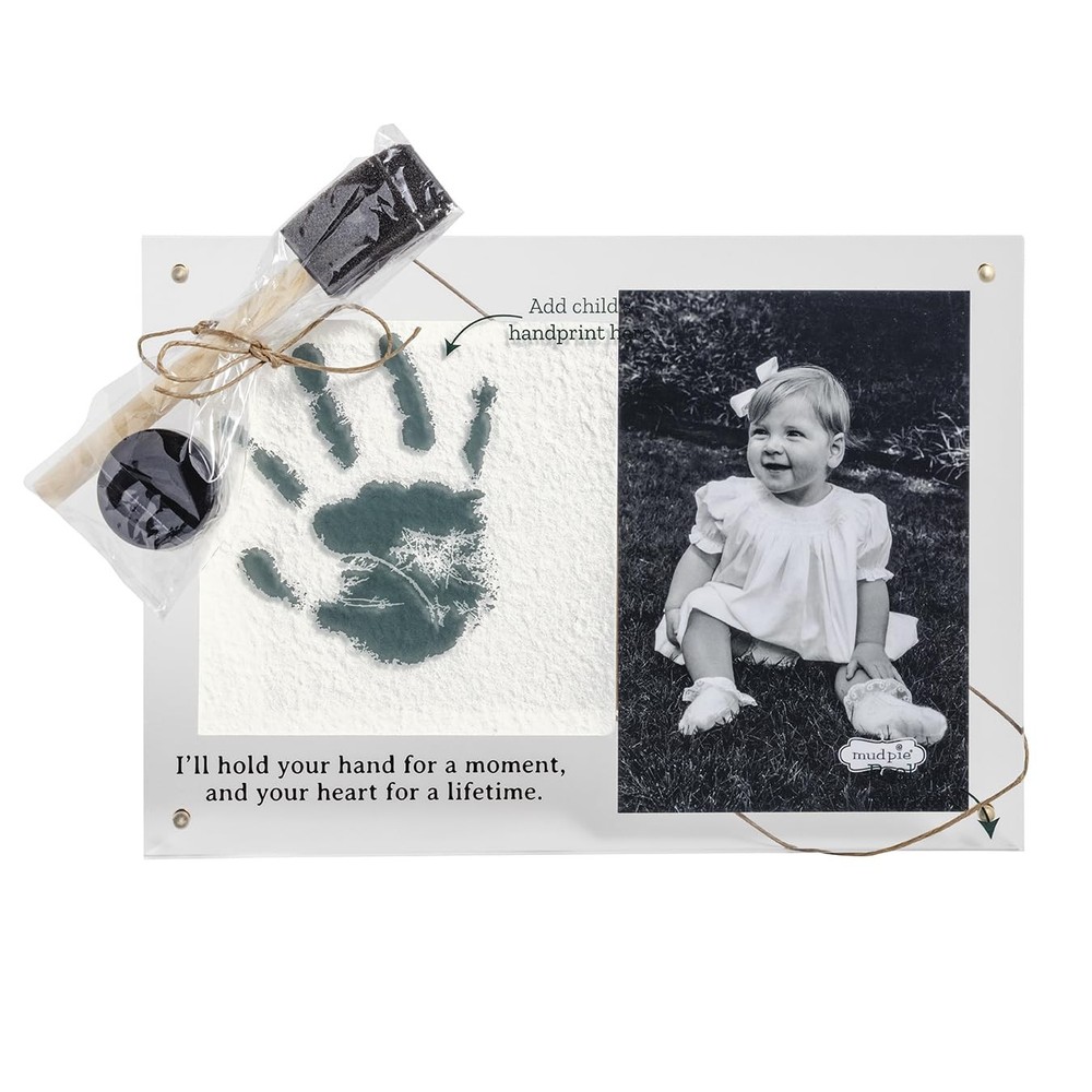 Mud Pie White Acrylic 4X6 Handprint Frame