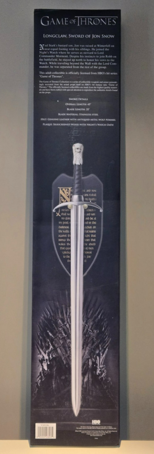 Game of Thrones JON SNOW Valyrian Steel LONGCLAW Sword Replica w/ Boxes