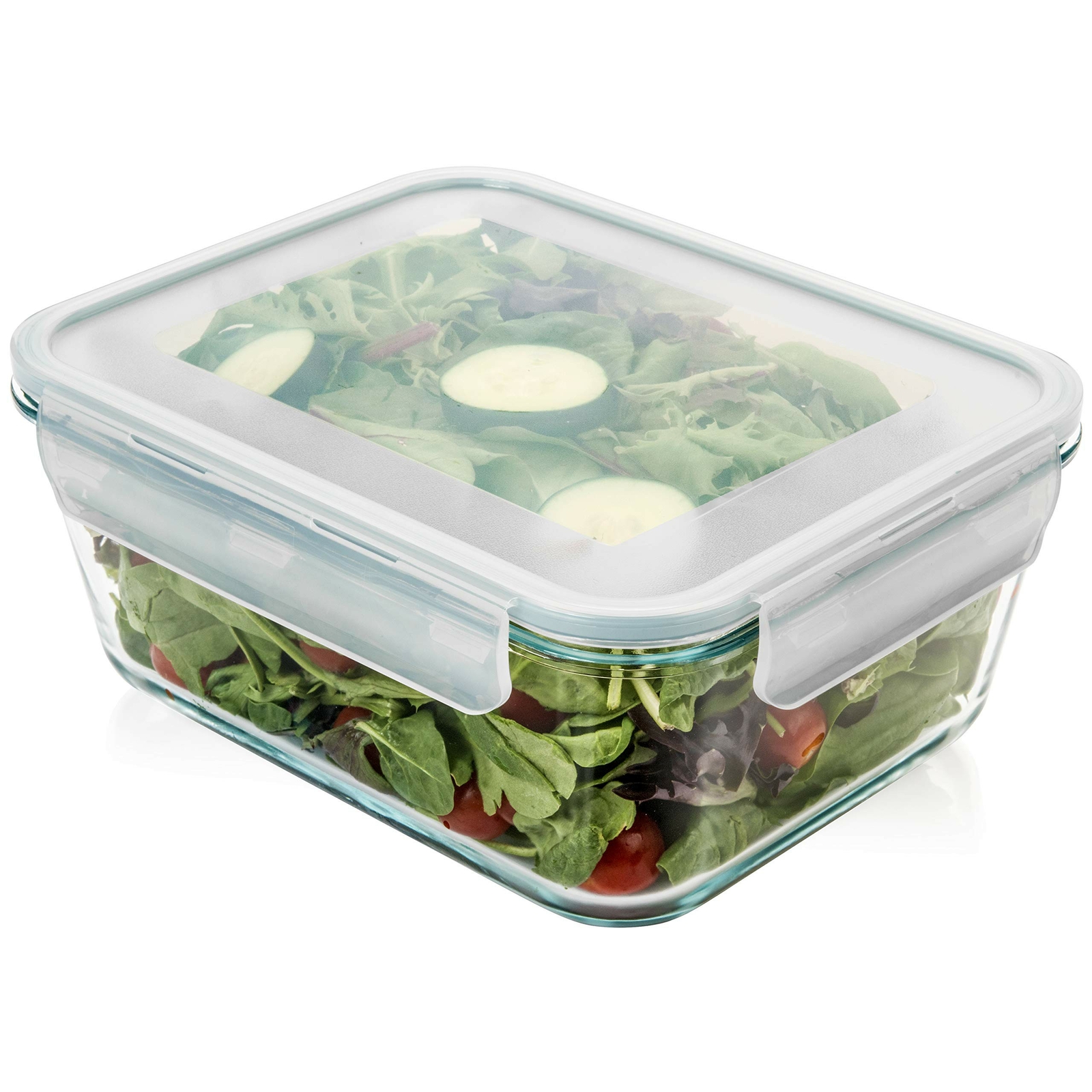 14 Cup/ 112 oz LARGE Glass Food Storage Container with Locking Lid. Ideal for...