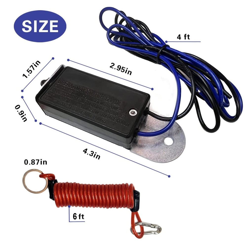 Trailer Breakaway Switch 6Ft Trailer Break Control kit Electric Brake Switch