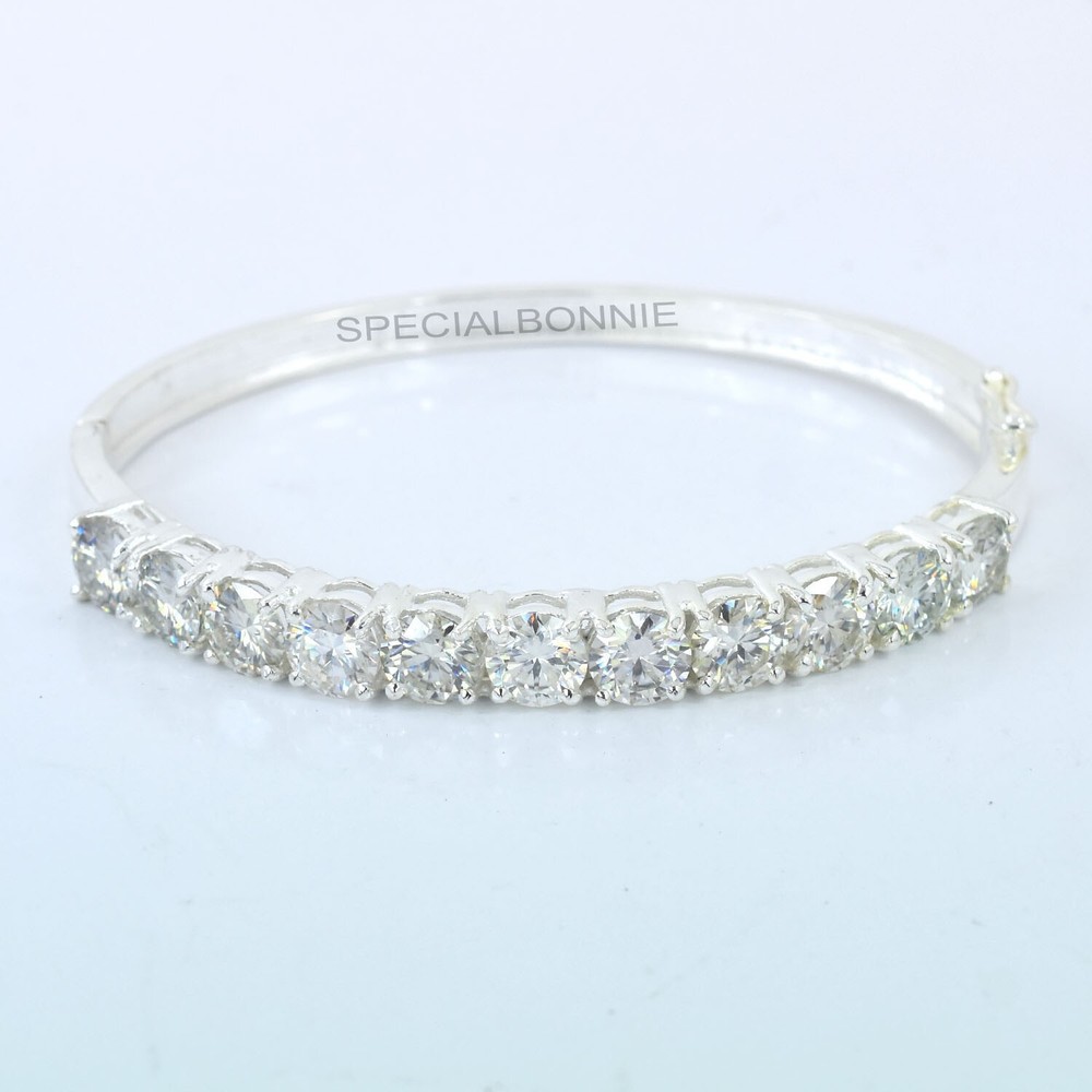Gorgeous 13Ct White Diamonds Bangle Openable Bracelet 925 Silver-VIDEO