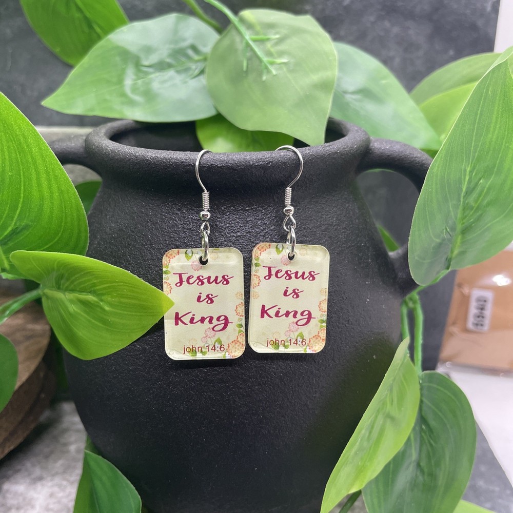 1.75” Silver-tone Scripture Floral Dangle Earring Set New Free Ship B7575-B7579